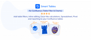 Tables filters, inline editing, Excel like calculations, Spreadsheet, Pivot Table and reporting to your Confluence tables